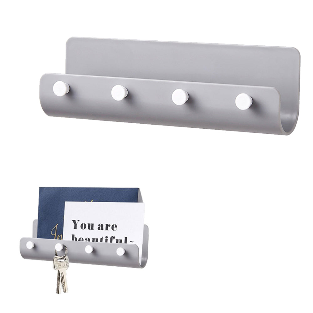 Key Holder Wall Mounted Hanger Hooks Key Storage Rack Grey