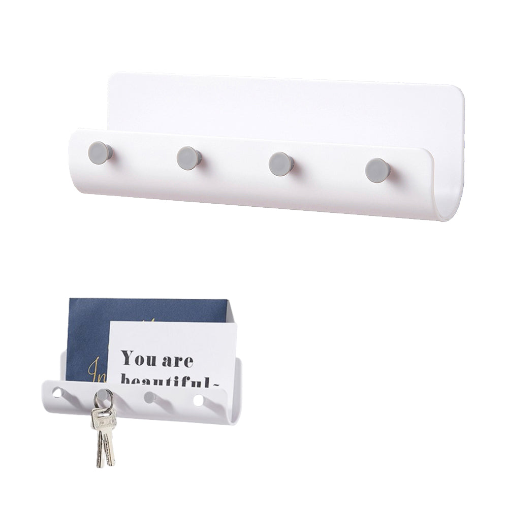 Key Holder Wall Mounted Hanger Hooks Key Storage Rack White