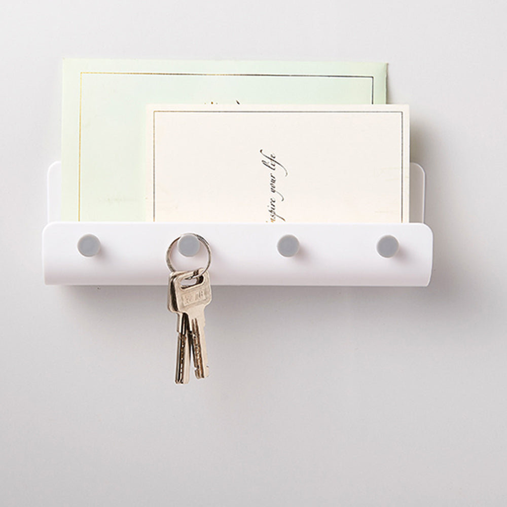 Key Holder Wall Mounted Hanger Hooks Key Storage Rack White