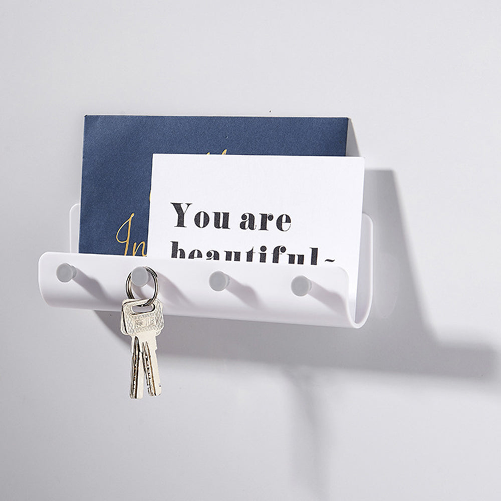 Key Holder Wall Mounted Hanger Hooks Key Storage Rack White
