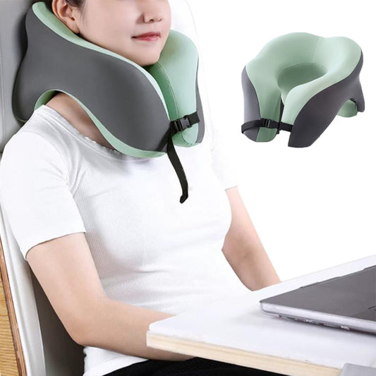 Travel Memory Foam Rebound U-Shaped Pillow Neck Support Headrest Light Green