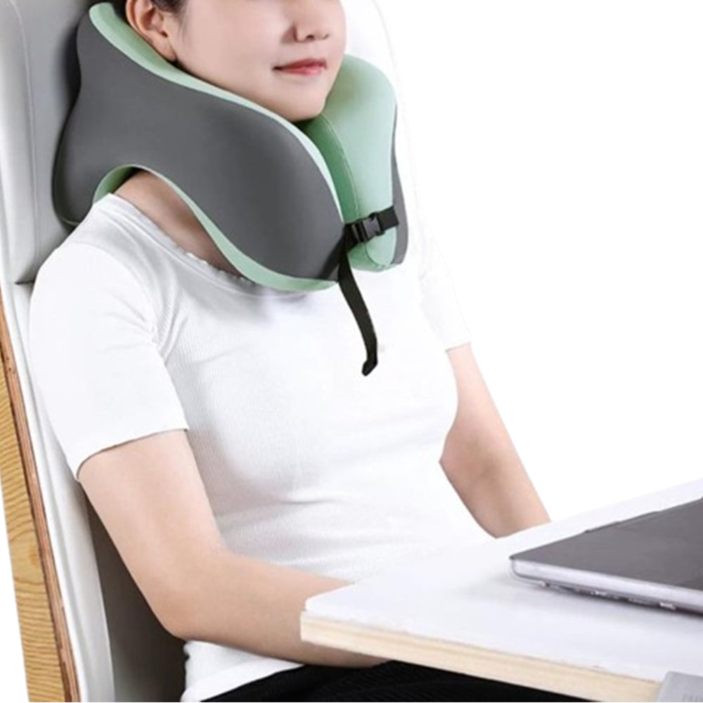 Travel Memory Foam Rebound U-Shaped Pillow Neck Support Headrest Light Green