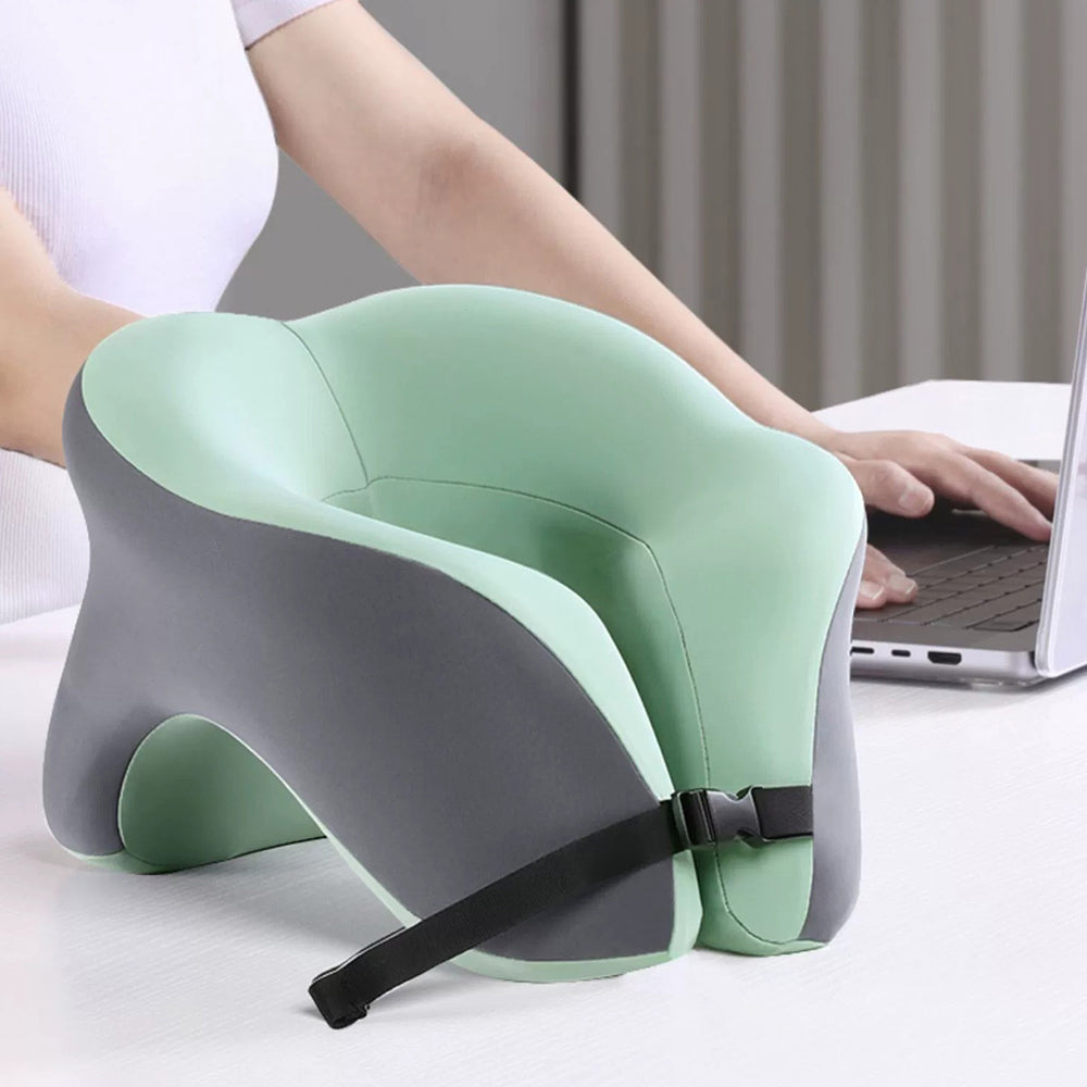 Travel Memory Foam Rebound U-Shaped Pillow Neck Support Headrest Light Green