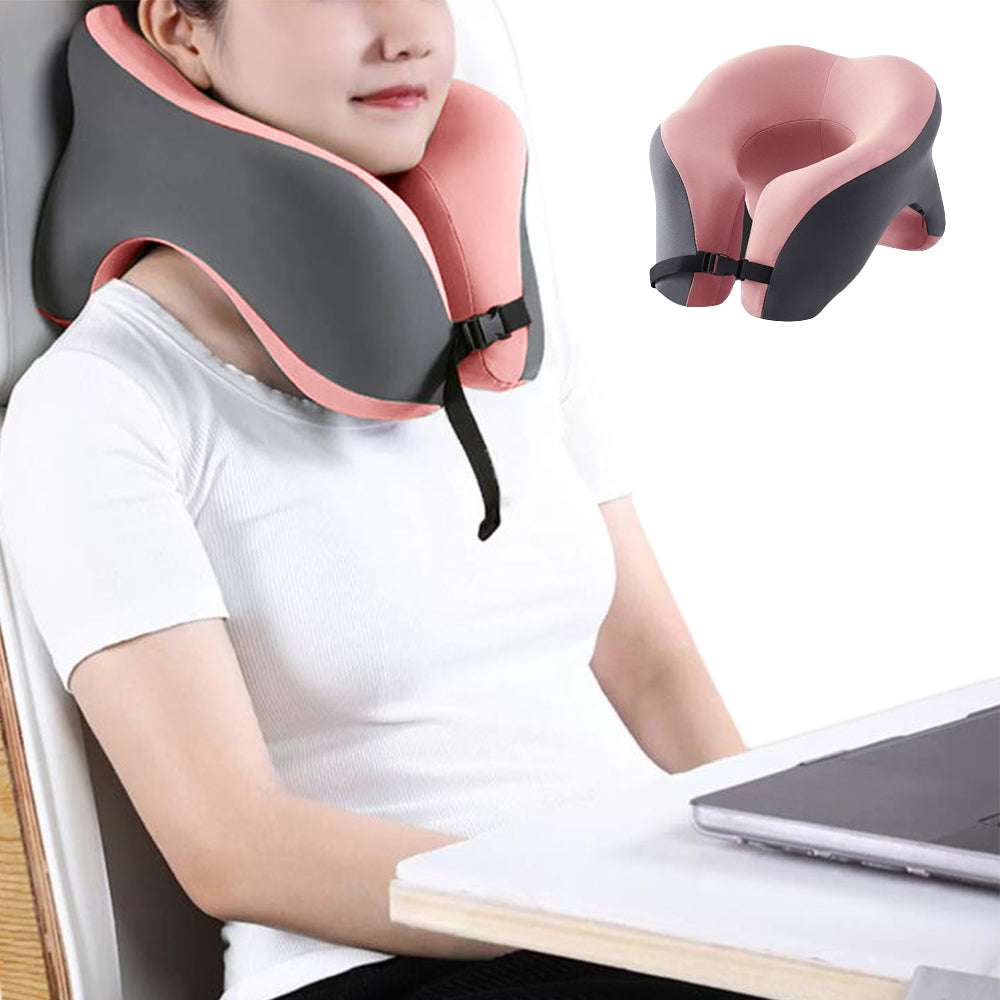Travel Memory Foam Rebound U-Shaped Pillow Neck Support Headrest Pink