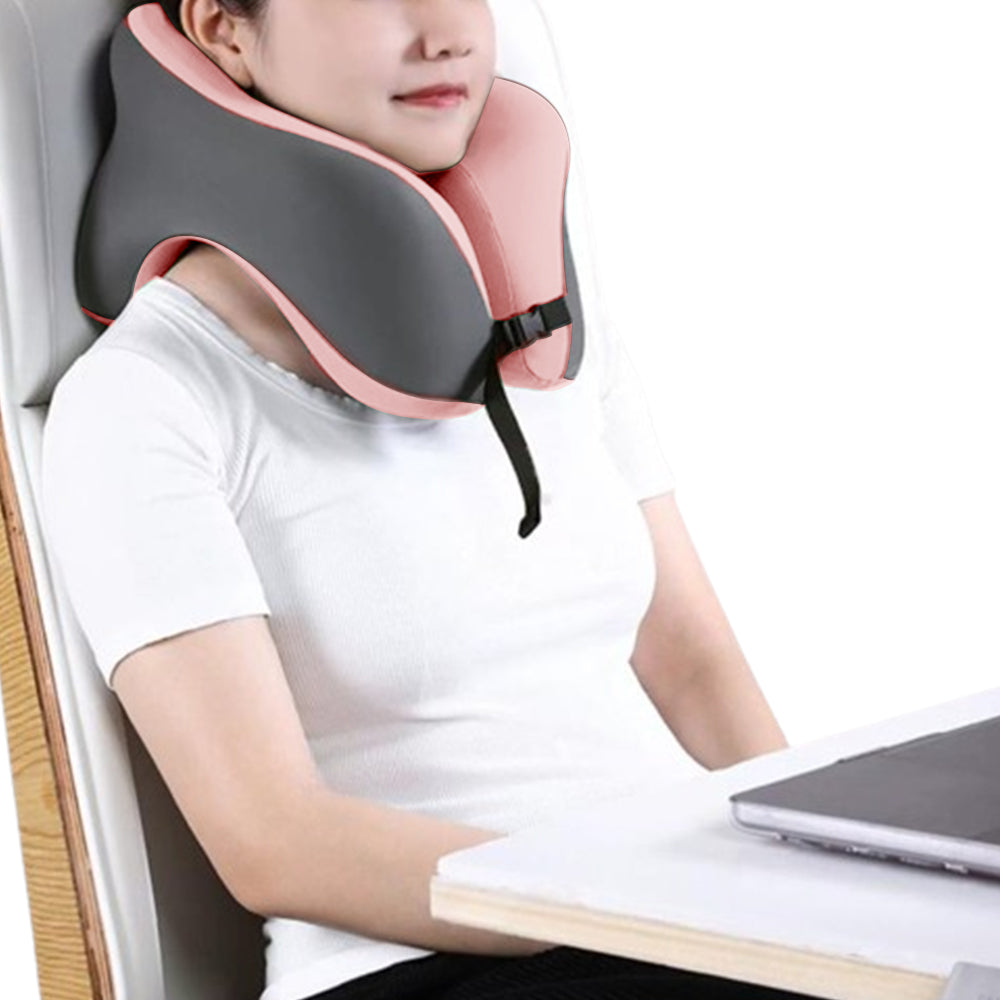 Travel Memory Foam Rebound U-Shaped Pillow Neck Support Headrest Pink