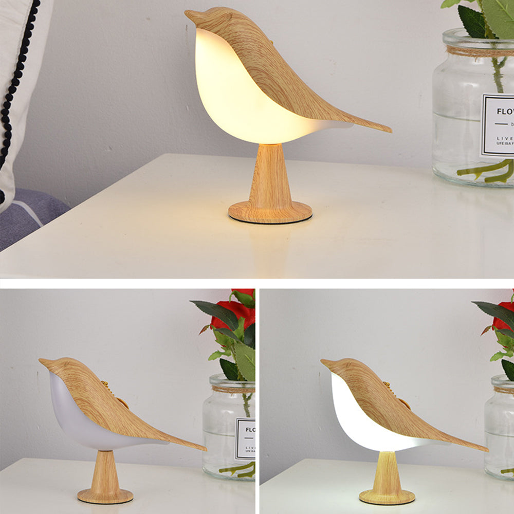 Magpie Bird LED Desk Lamp Bedside Touch Reading Night Light Wood