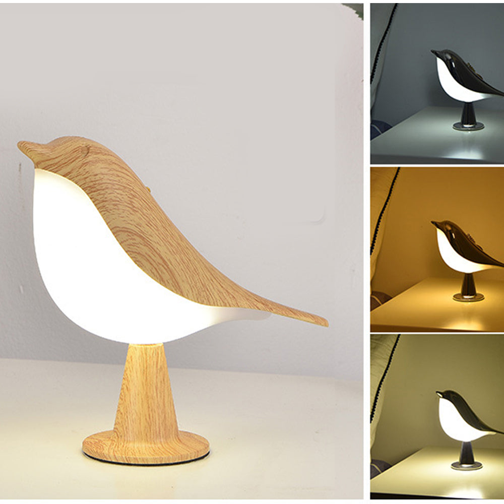 Magpie Bird LED Desk Lamp Bedside Touch Reading Night Light Wood