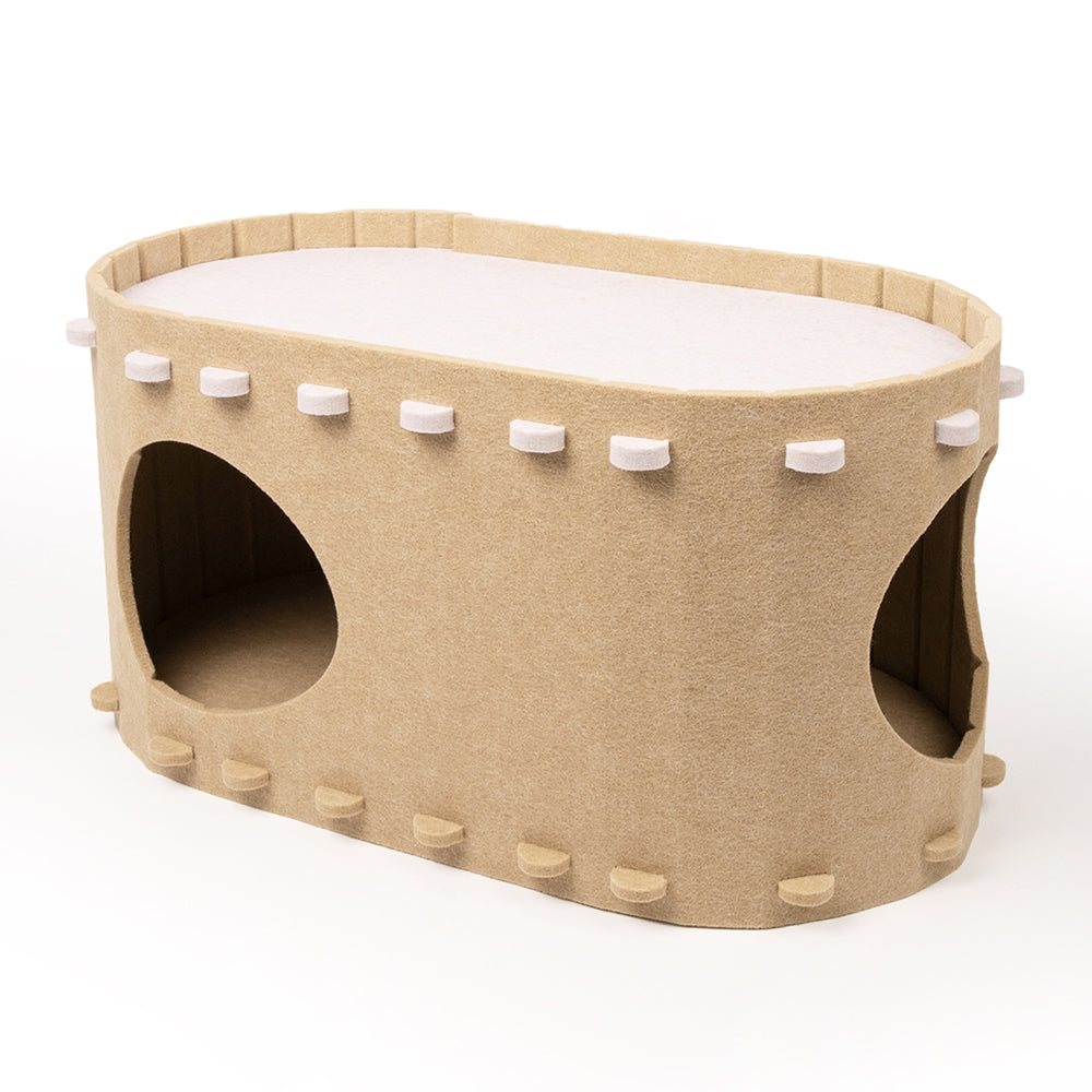 Cat Cave Bed for Indoor Foldable Cat Tunnel Hideaway Bed Pet Cat House Camel