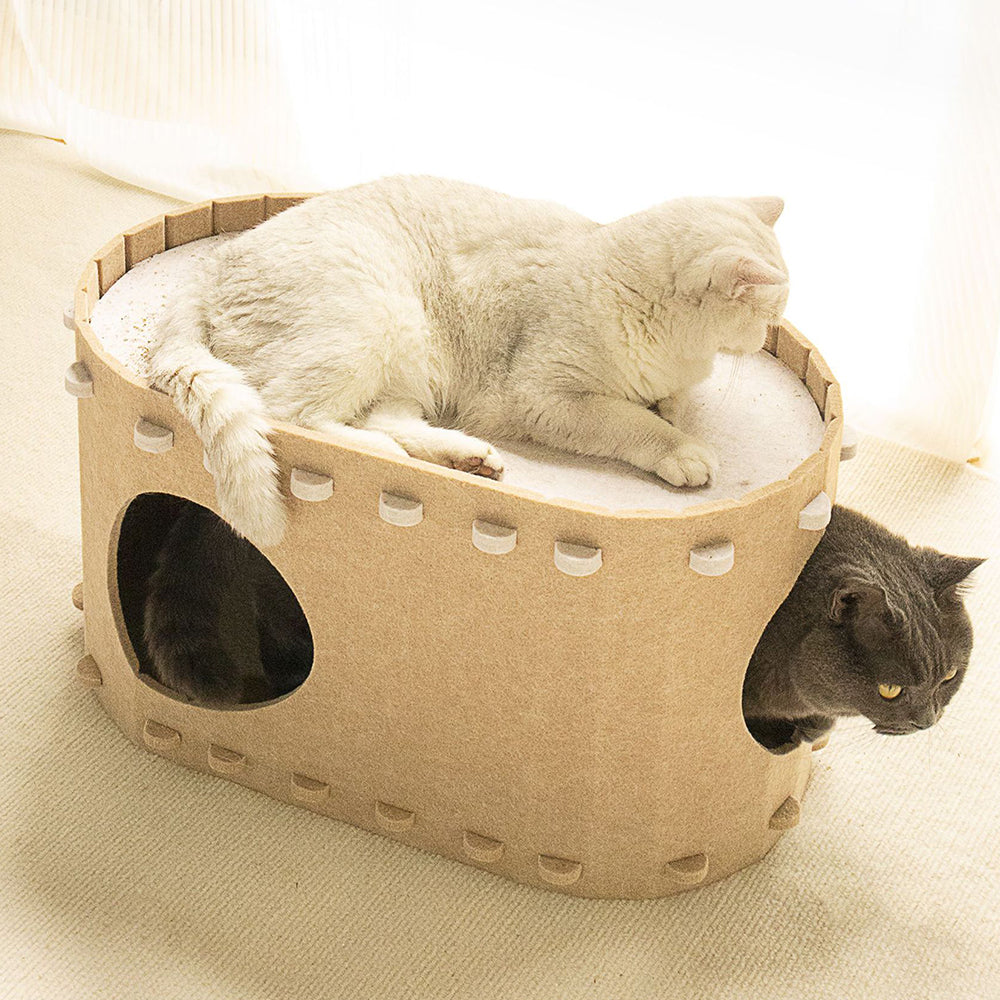 Cat Cave Bed for Indoor Foldable Cat Tunnel Hideaway Bed Pet Cat House Camel