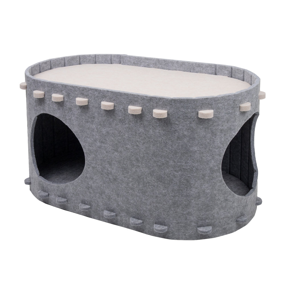 Cat Cave Bed for Indoor Foldable Cat Tunnel Hideaway Bed Pet Cat House Grey