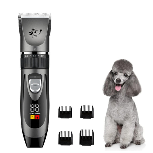 Pet Electric Clipper Grooming Trimmer Shaver Cordless Kit with 4 Combs