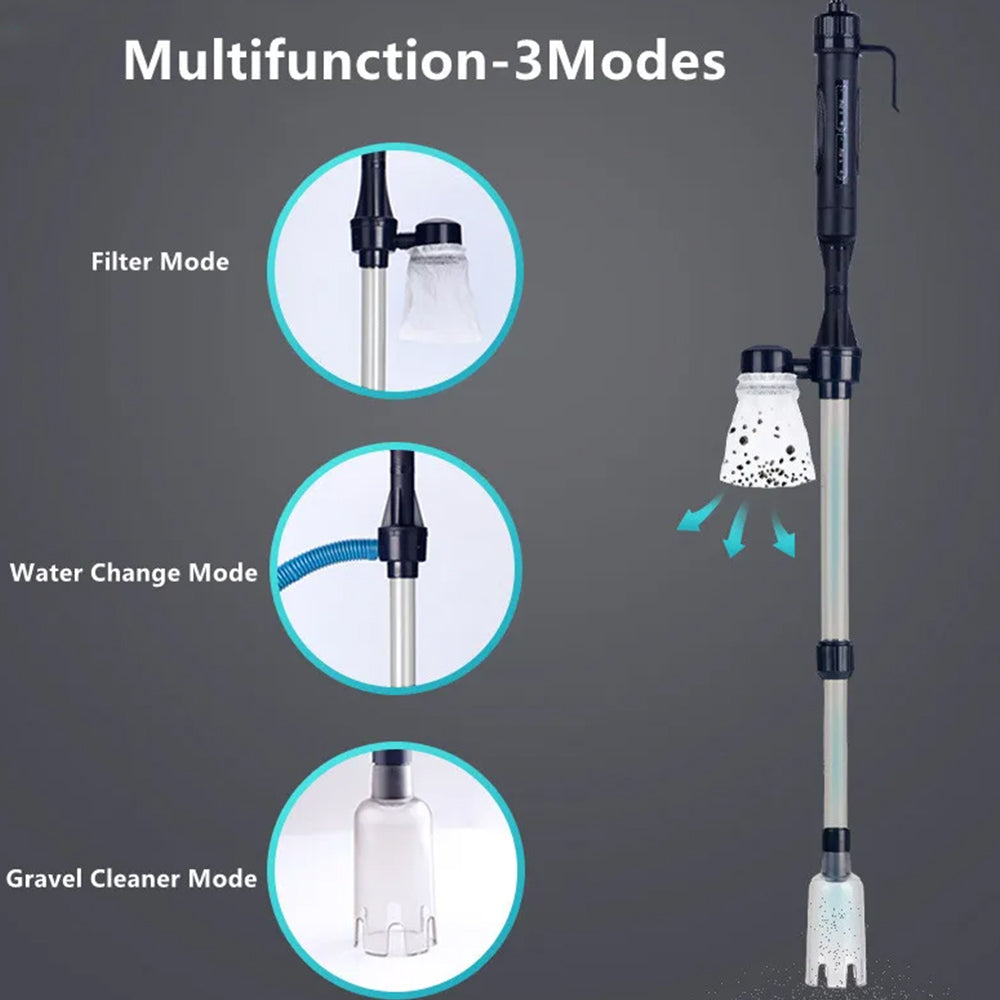 Electric Siphon Vacuum Cleaner Aquarium Fish Tank Clean Pump Water Change Gravel