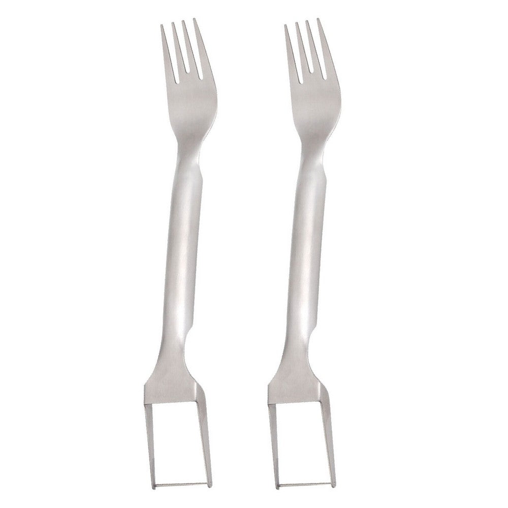 2Pcs 2-in-1 Watermelon Fork Slicer Cutter Stainless Steel Fruit Fork Tool