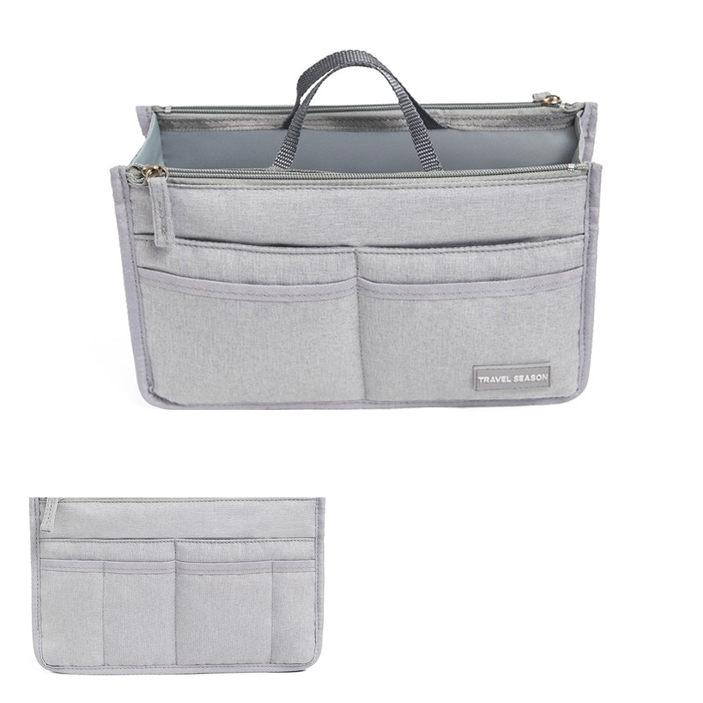 Makeup Cosmetic Bag Travel Organizer Insert Purse Handbag Tote Organizer Grey