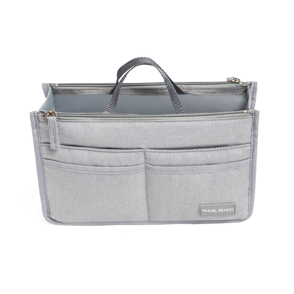 Makeup Cosmetic Bag Travel Organizer Insert Purse Handbag Tote Organizer Grey