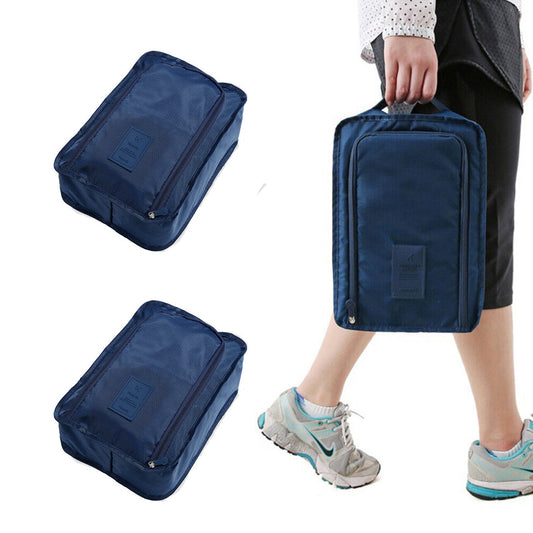 2Pcs Portable Shoes Bag Travel Sport Storage Pouch Organizer Dark Blue