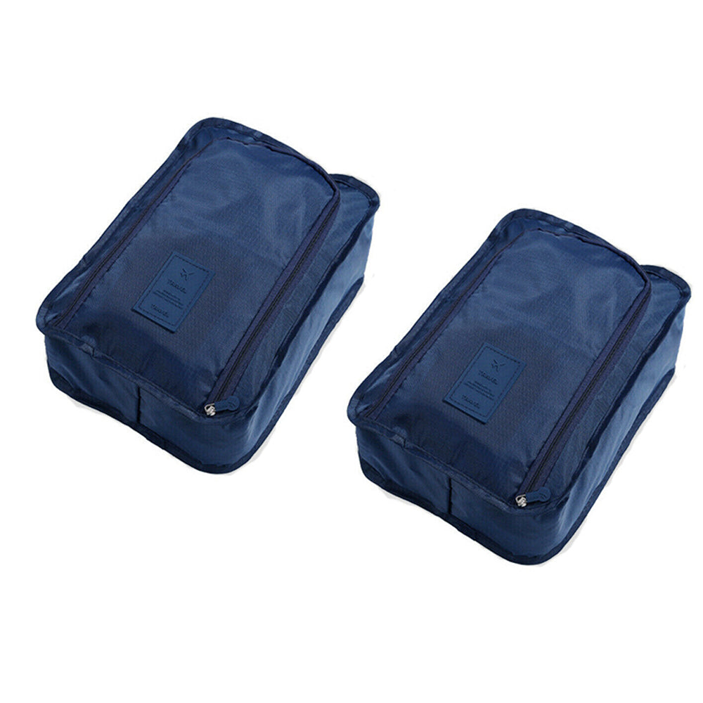 2Pcs Portable Shoes Bag Travel Sport Storage Pouch Organizer Dark Blue