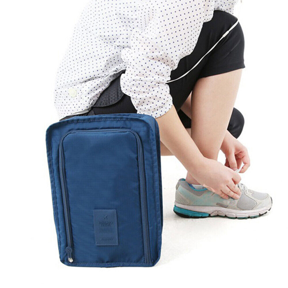 2Pcs Portable Shoes Bag Travel Sport Storage Pouch Organizer Dark Blue