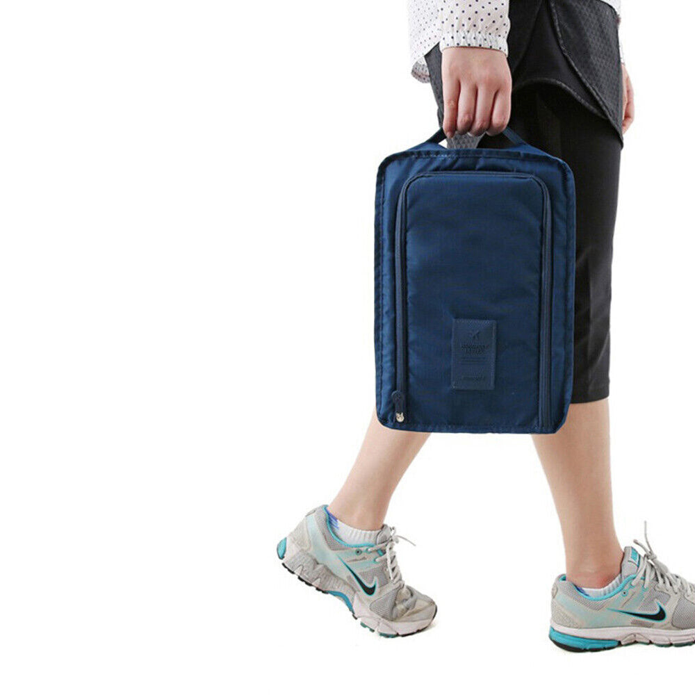 2Pcs Portable Shoes Bag Travel Sport Storage Pouch Organizer Dark Blue
