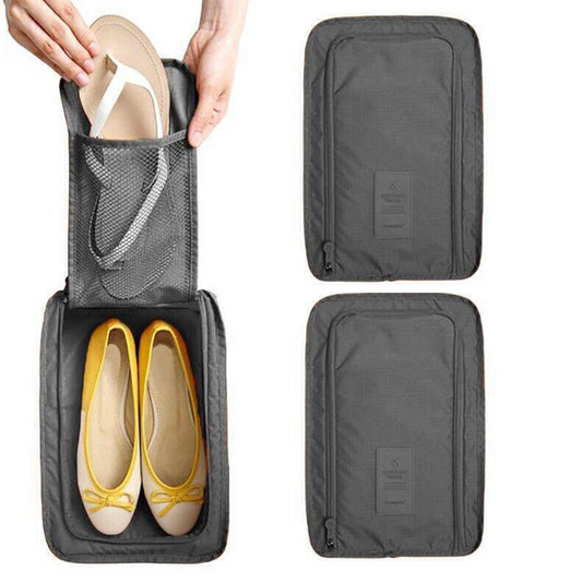 2Pcs Portable Shoes Bag Travel Sport Storage Pouch Organizer Grey