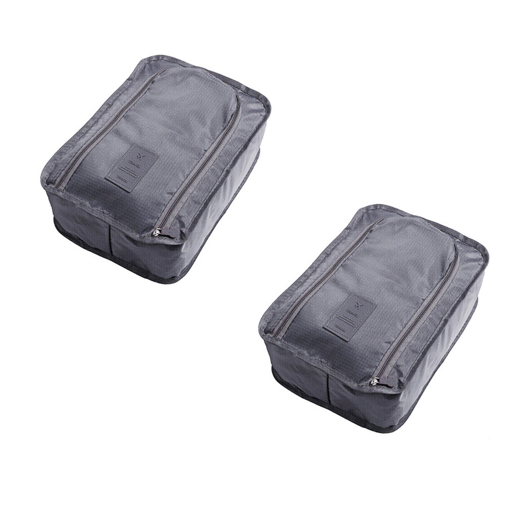 2Pcs Portable Shoes Bag Travel Sport Storage Pouch Organizer Grey