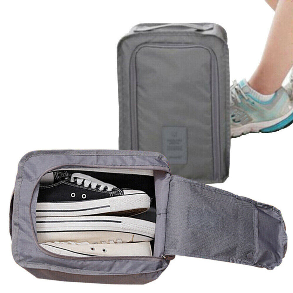 2Pcs Portable Shoes Bag Travel Sport Storage Pouch Organizer Grey