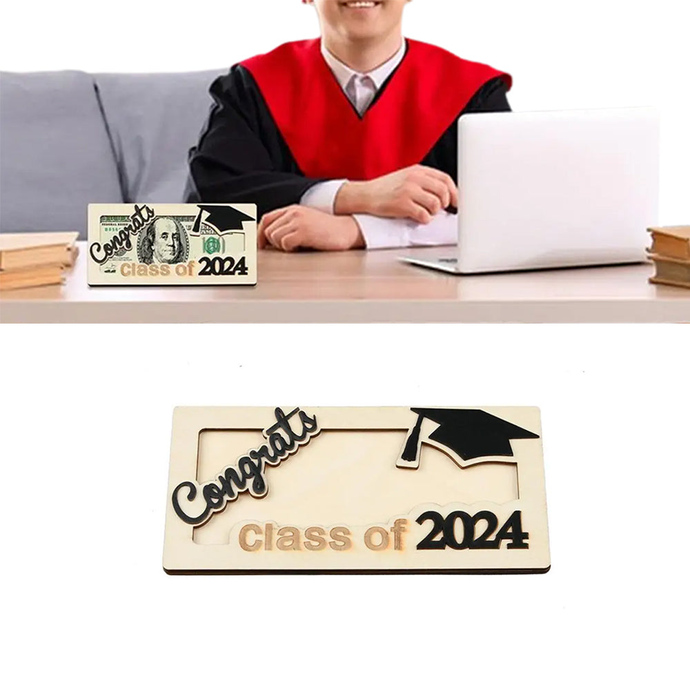 2024 Graduation Tiered Wooden Money Rack Cash Organizer Rack Bill Holder ST1