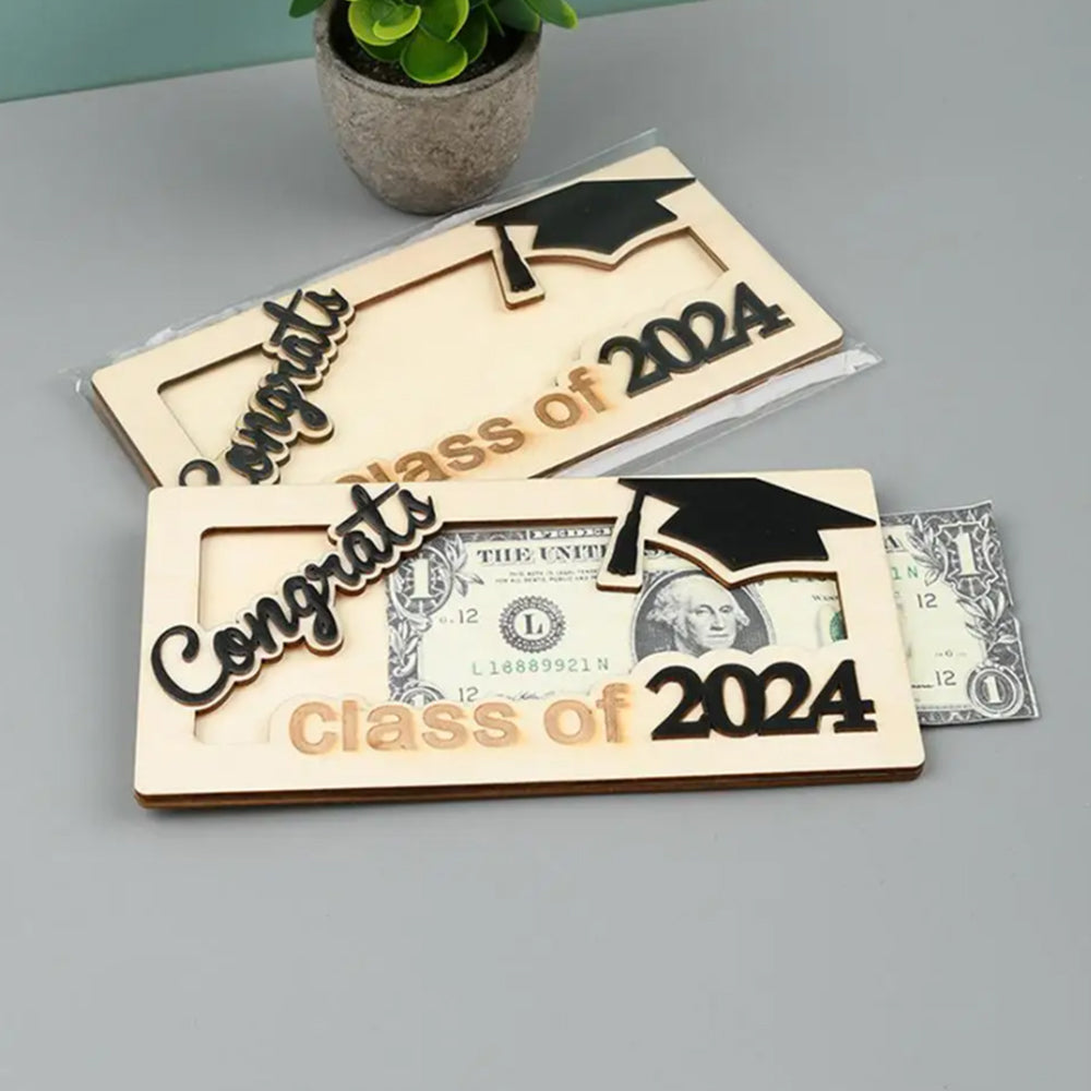 2024 Graduation Tiered Wooden Money Rack Cash Organizer Rack Bill Holder ST1