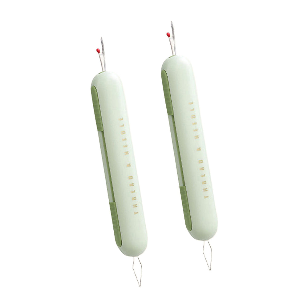 2Pcs 2-in-1 Needle Threader Sewing Ripper Threading Guide Tool Green
