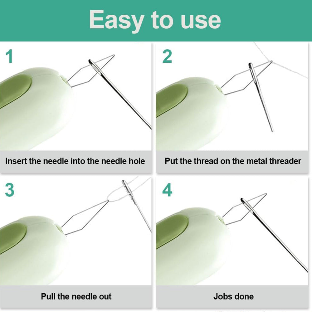 2Pcs 2-in-1 Needle Threader Sewing Ripper Threading Guide Tool Green