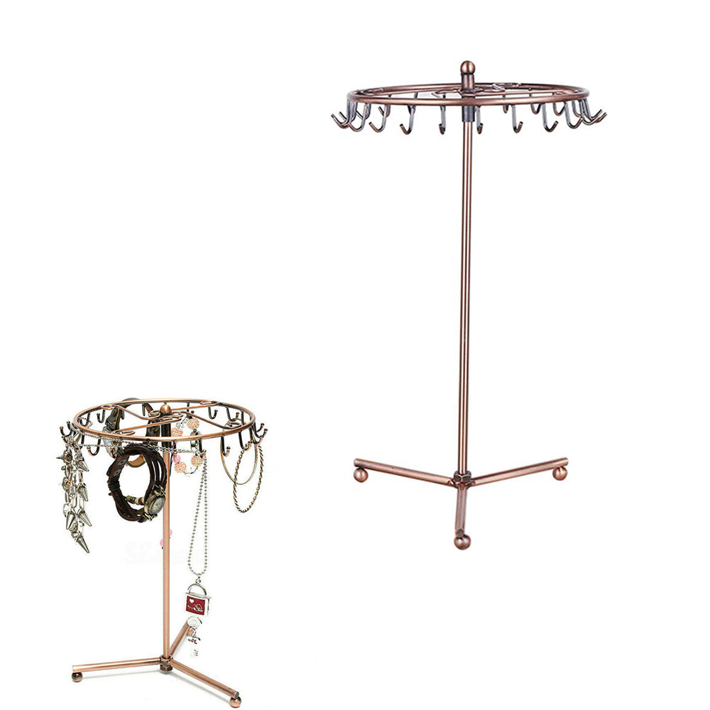 Jewelry Rotating Display Rack Holder Organizer Necklace Stand 23 Hooks Bronze