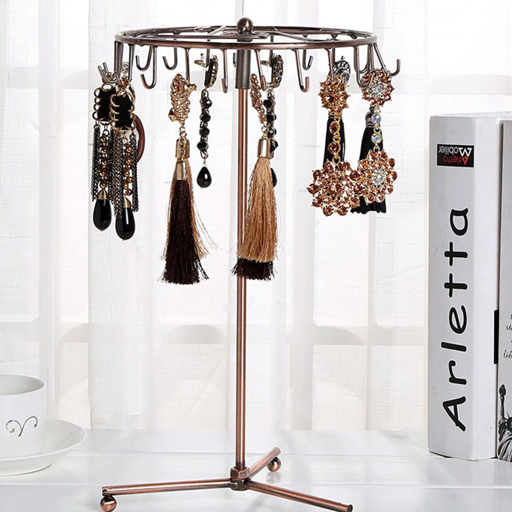 Jewelry Rotating Display Rack Holder Organizer Necklace Stand 23 Hooks Bronze