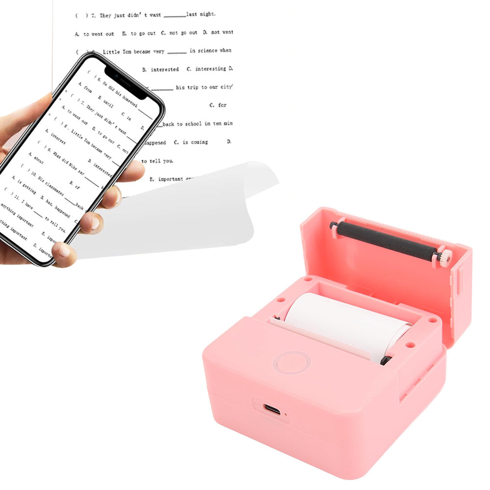 Mini Wireless Bluetooth Thermal Printer Photo Inkless Sticker Printer Pink