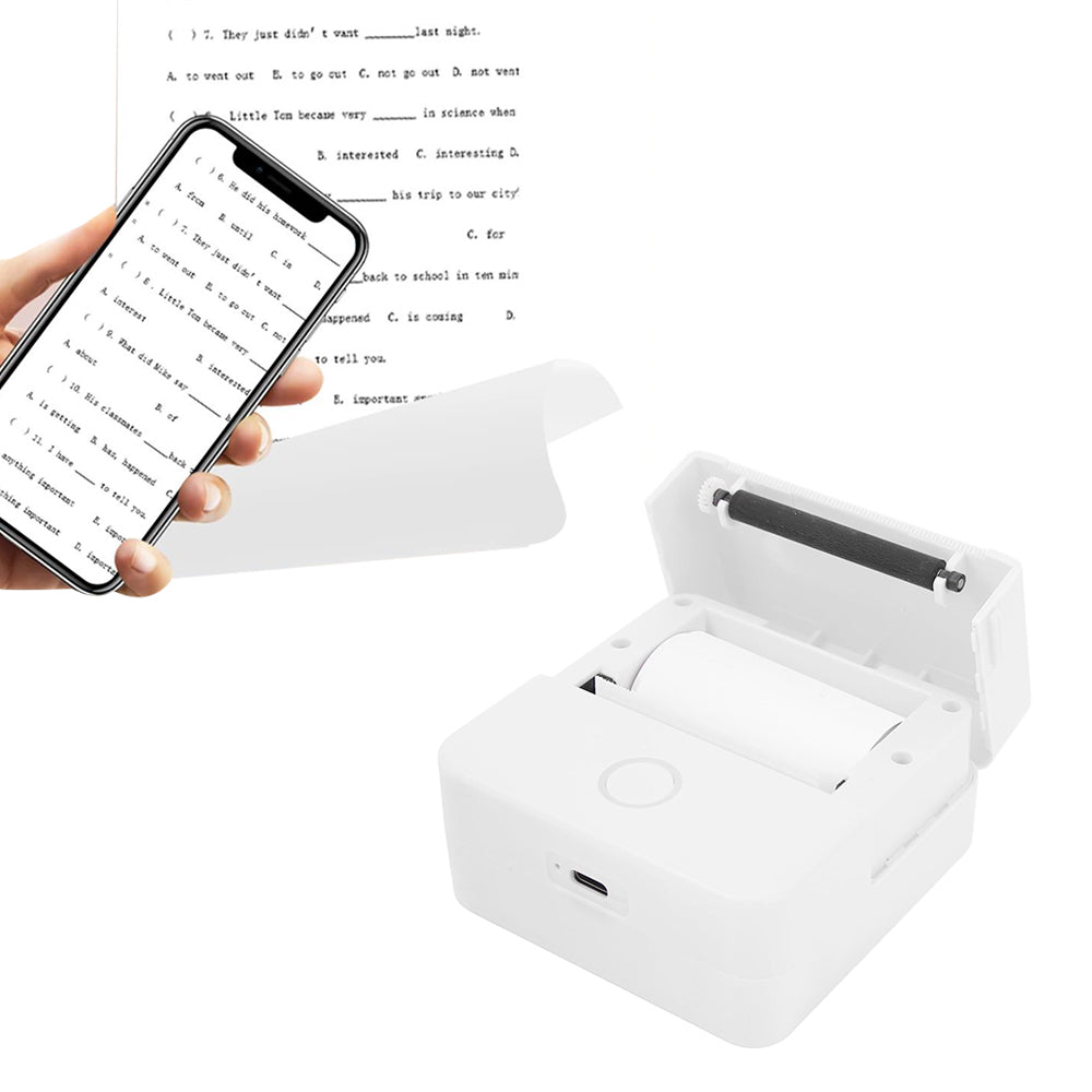 Mini Wireless Bluetooth Thermal Printer Photo Inkless Sticker Printer White