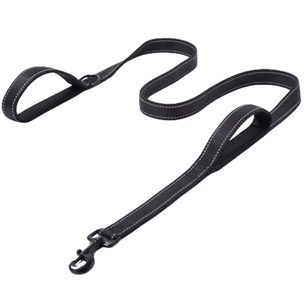 Dog Leashes Reflective Outdoor Dog Training Chain with Double Handle Black