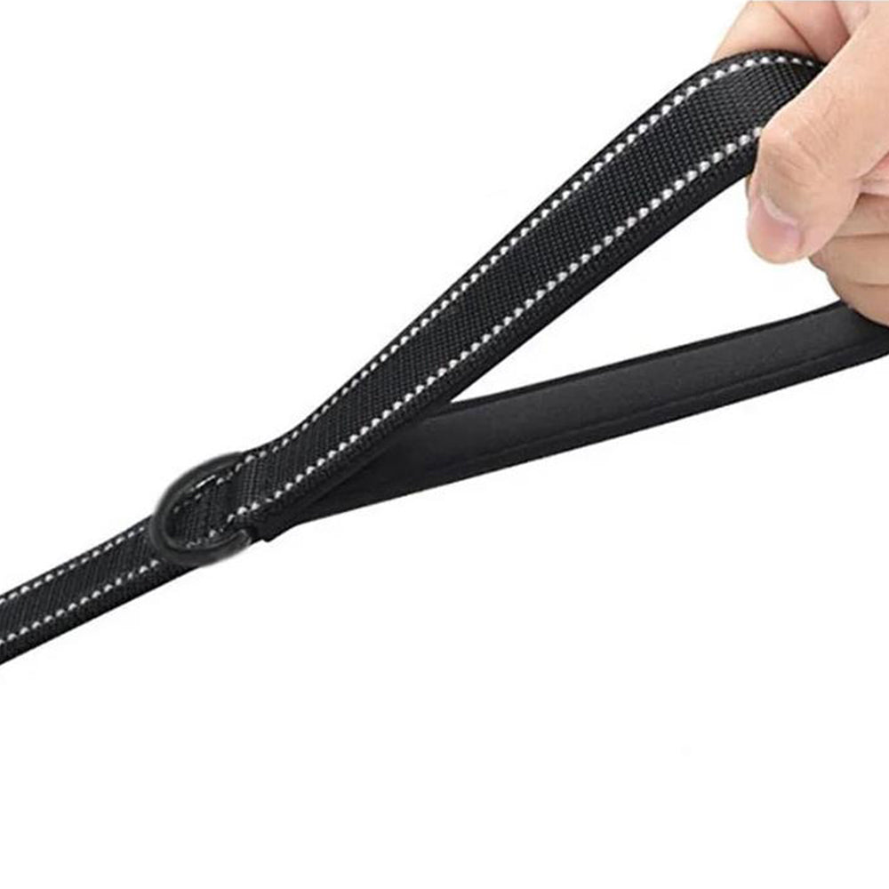 Dog Leashes Reflective Outdoor Dog Training Chain with Double Handle Black