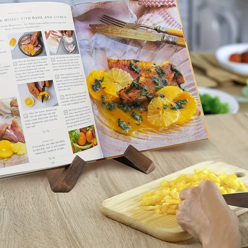 2Pcs Cookbook Stand Wooden Cookbook Holder Recipe Rack Book Holder for Kitchen