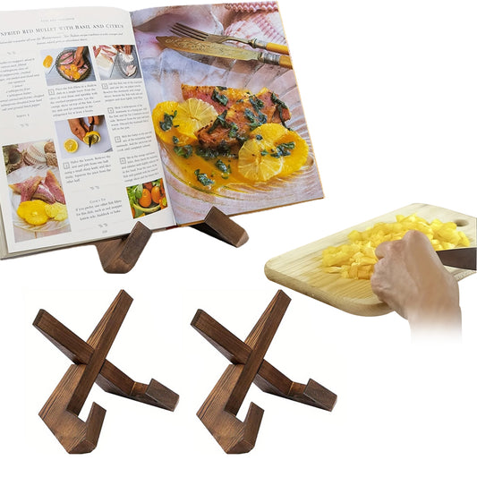 2Pcs Cookbook Stand Wooden Cookbook Holder Recipe Rack Book Holder for Kitchen