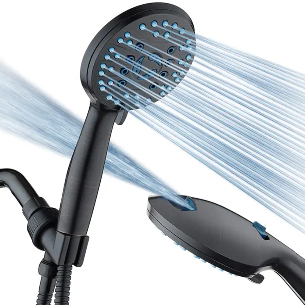 High Pressure 5 Mode Handheld Shower Head with Anti Clog Nozzle 1.5m Hose Black