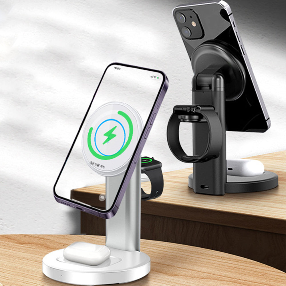 3-in-1 Wireless MagSafe Charger Station Magnetic Charging Stand White