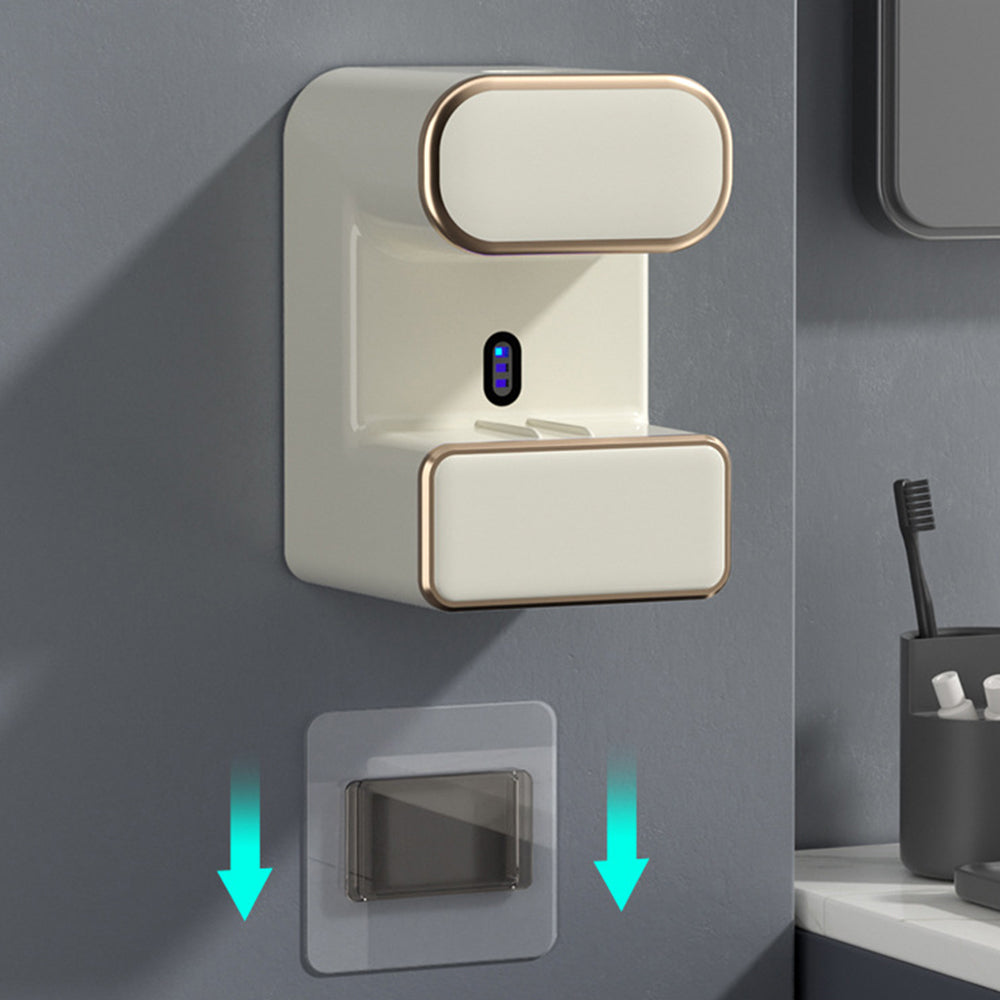 Electric Automatic Toothpaste Dispenser Wall-Mounted Toothbrush Sterilizer Beige