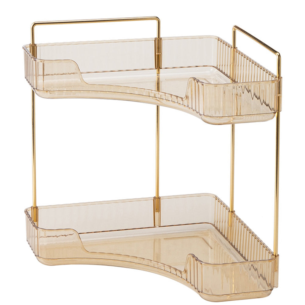2 Tier Bathroom Counter Organizer Rack Corner Cosmetic Storage Rack Amber