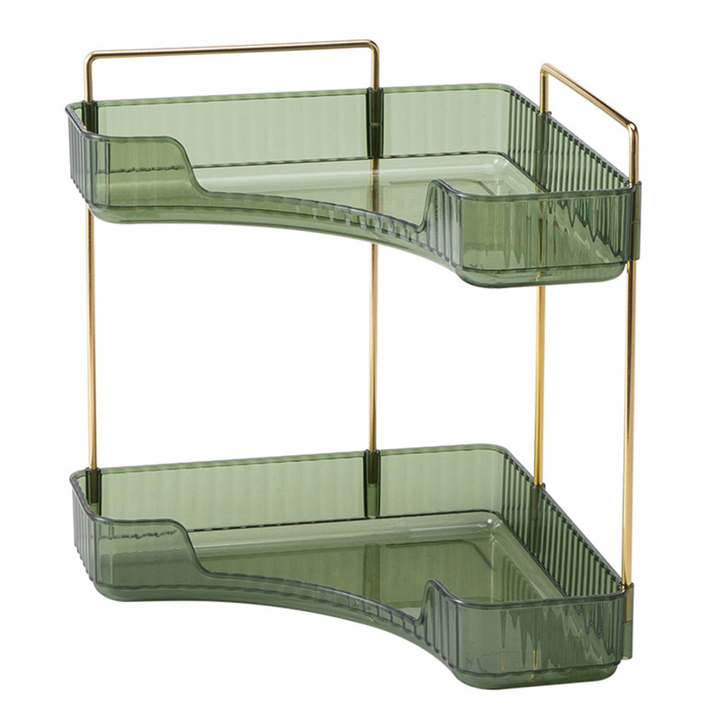 2 Tier Bathroom Counter Organizer Rack Corner Cosmetic Storage Rack Green