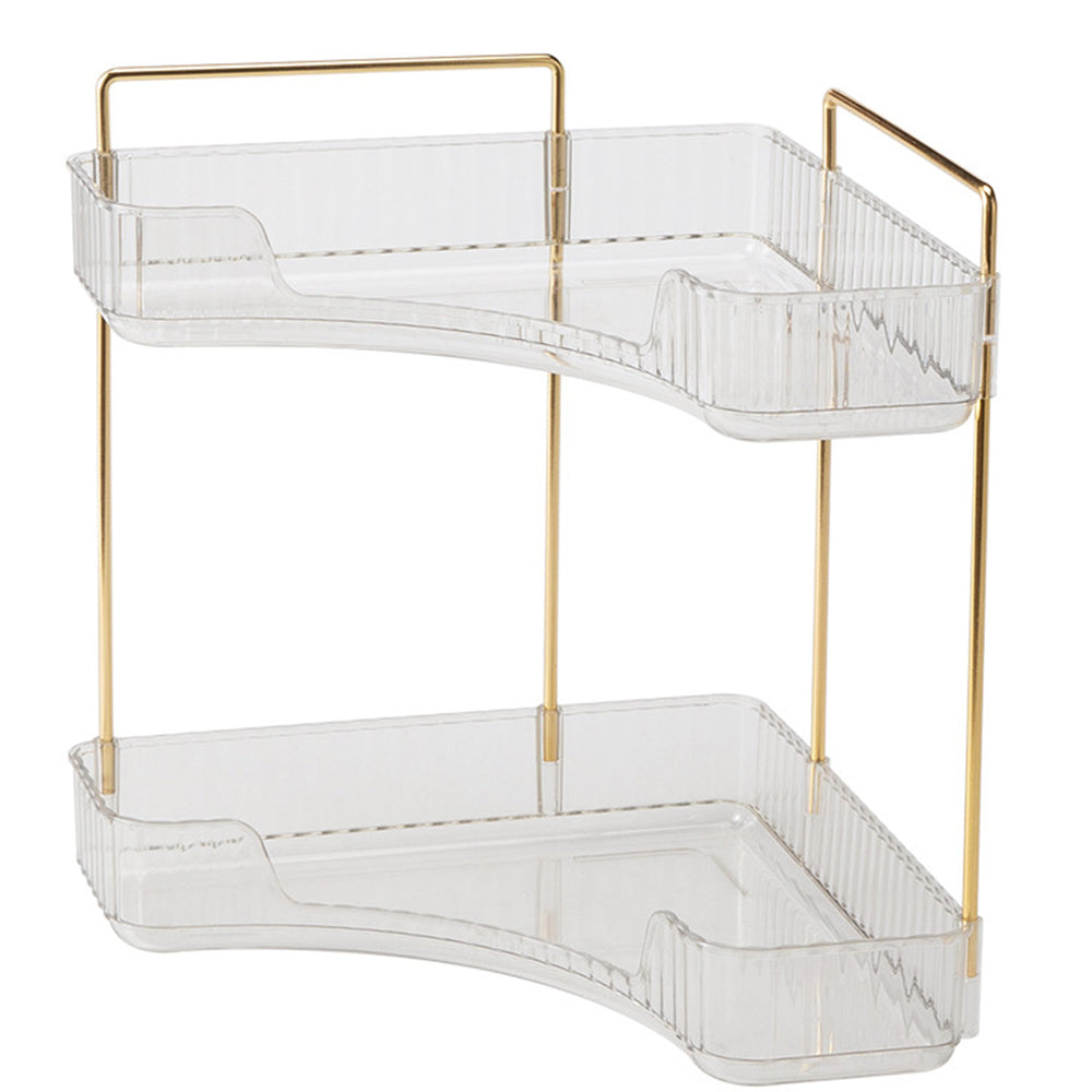 2 Tier Bathroom Counter Organizer Rack Corner Cosmetic Storage Rack Clear