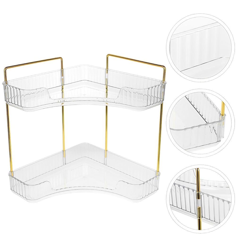 2 Tier Bathroom Counter Organizer Rack Corner Cosmetic Storage Rack Clear