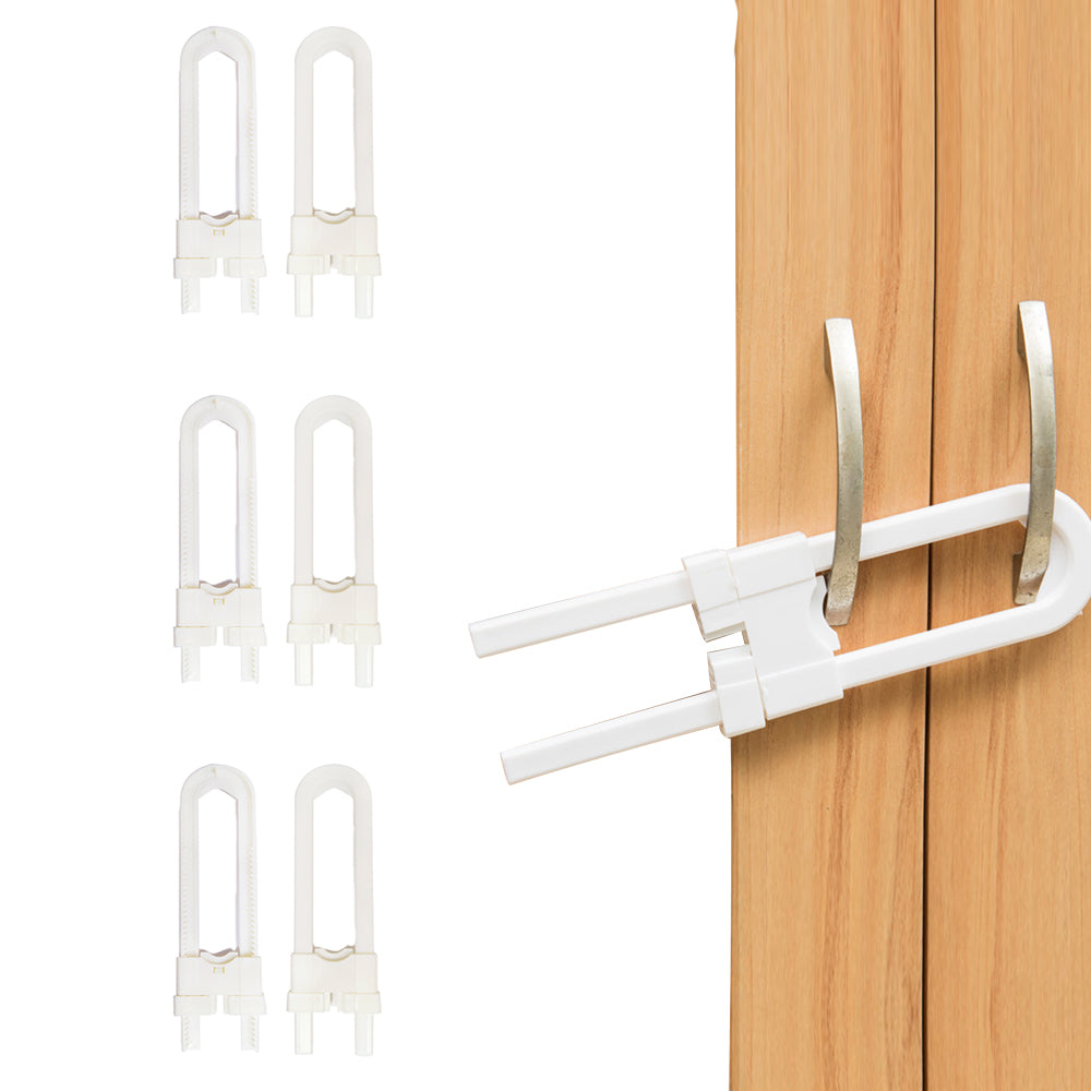 6Pcs Sliding Cabinet Lock U-Shaped Proofing Adjustable Safety Lock for Cabinet