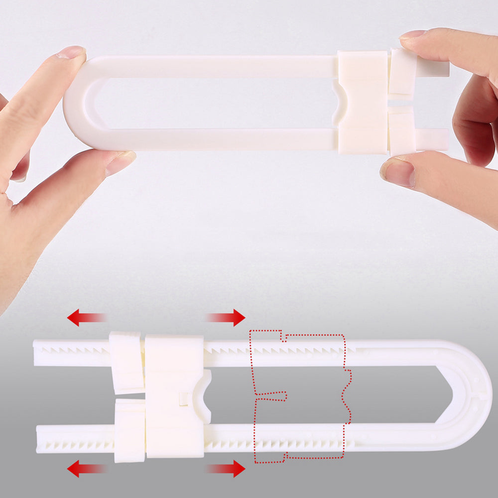 12Pcs Sliding Cabinet Lock U-Shaped Proofing Adjustable Safety Lock for Cabinet