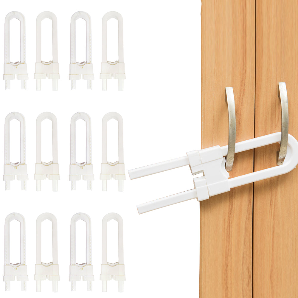 12Pcs Sliding Cabinet Lock U-Shaped Proofing Adjustable Safety Lock for Cabinet