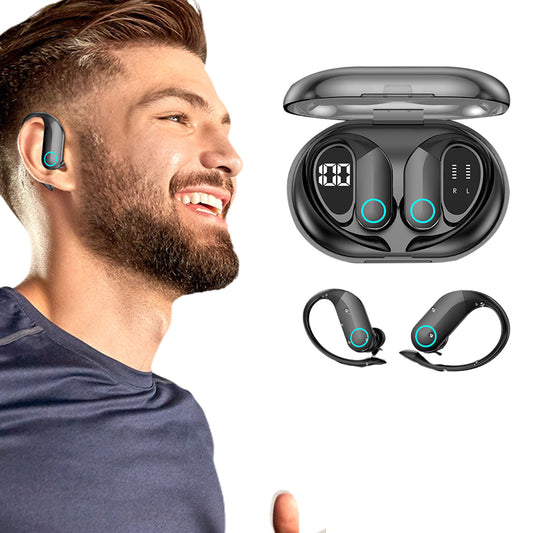Bluetooth Wireless Earbuds Noise Cancellation HiFi Sport Earphones with Earhooks