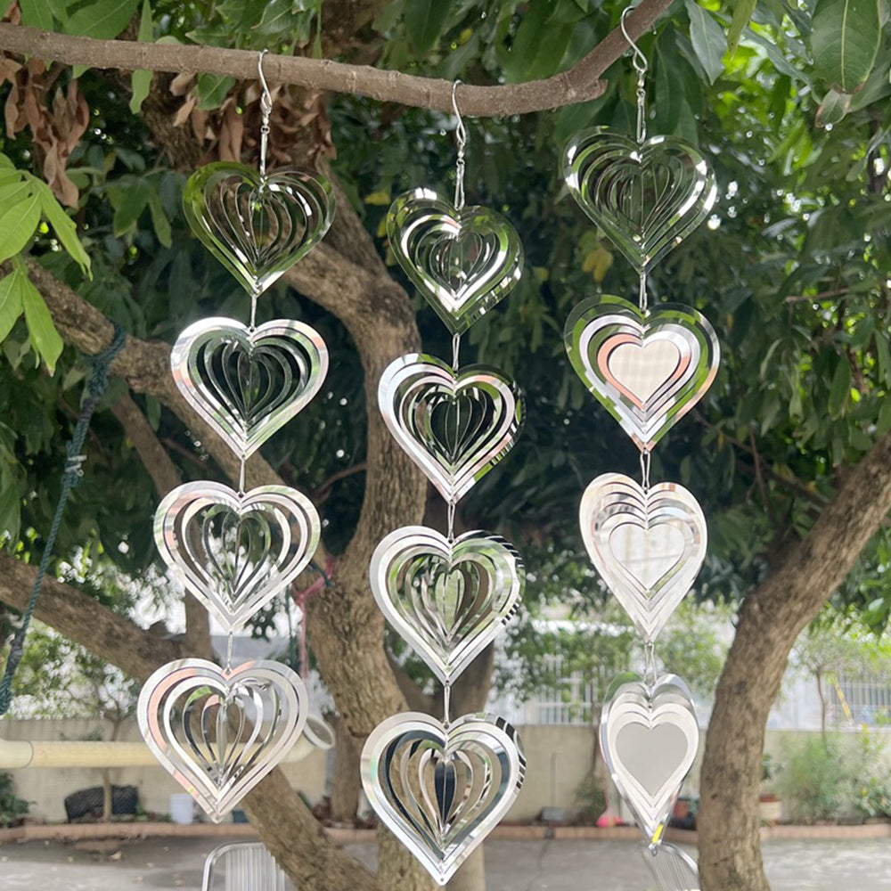 Rotating Reflective Bird Deterrent Wind Spinners Bird Scare Tool Heart-Shaped